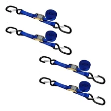 4 Pack 1" x 6' Cam Buckle Tie Down Strap w/ S Hook For Boat Motorcycle Bike