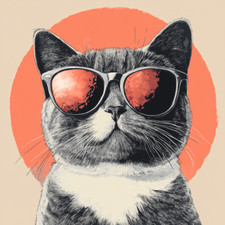 Wall Decal Sticker Cat with Sunglasses Wall Sticker 18X18cm Large