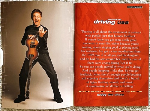 PAUL McCARTNEY-DRIVING USA-OFFICIAL 2002 TOUR/CONCERT PROGRAM-PHOTOS-STORIES - Picture 2 of 6