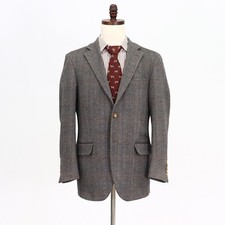 Lands' End 40R Gray Sport Coat Blazer Jacket Check 2B Wool