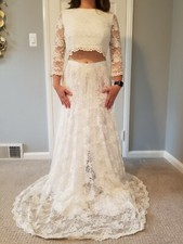 Alessandra Bridal Couture Ivory Two Piece Wedding Dress - Size 12 US New w/ Tags