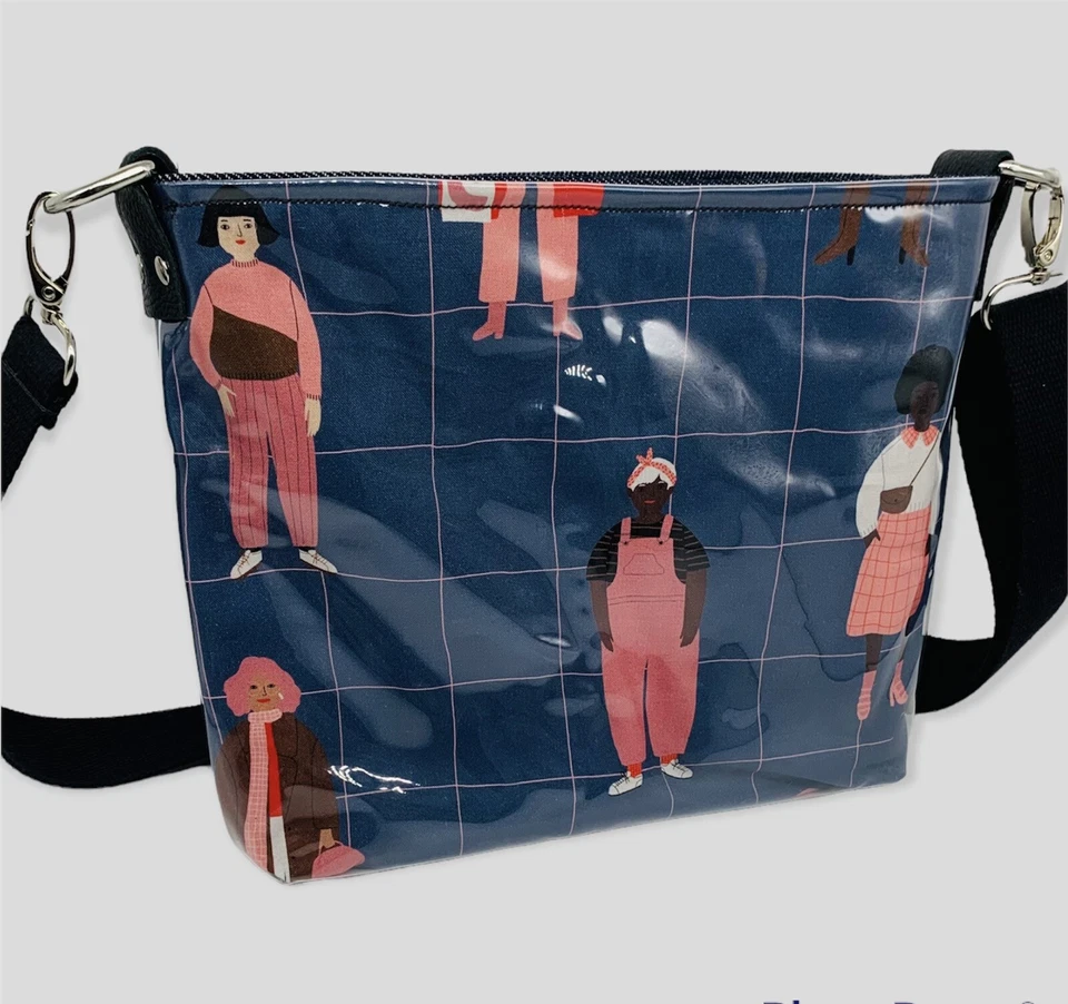 NUEVO Bolso Bandolera Milove Azul Invierno Mujer Patrón a Cuadros Negro Correa Ajustable