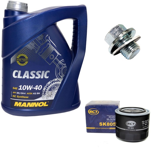MotoröL ÖLfilter SK805 10W40 5Liter + ÖLablassschraube FüR Toyota Corolla Avensi-image