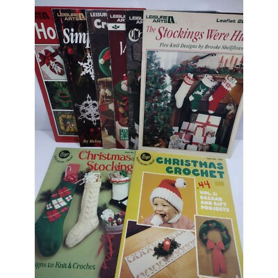 8 Leisure Arts Boye Leaflets Booklets Christmas Holiday Stockings crafts trees