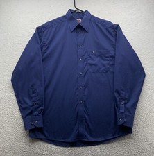 VTG Eton Button Up Dress Shirt Mens 41 16 Large Navy Blue Designer Preppy Sweden