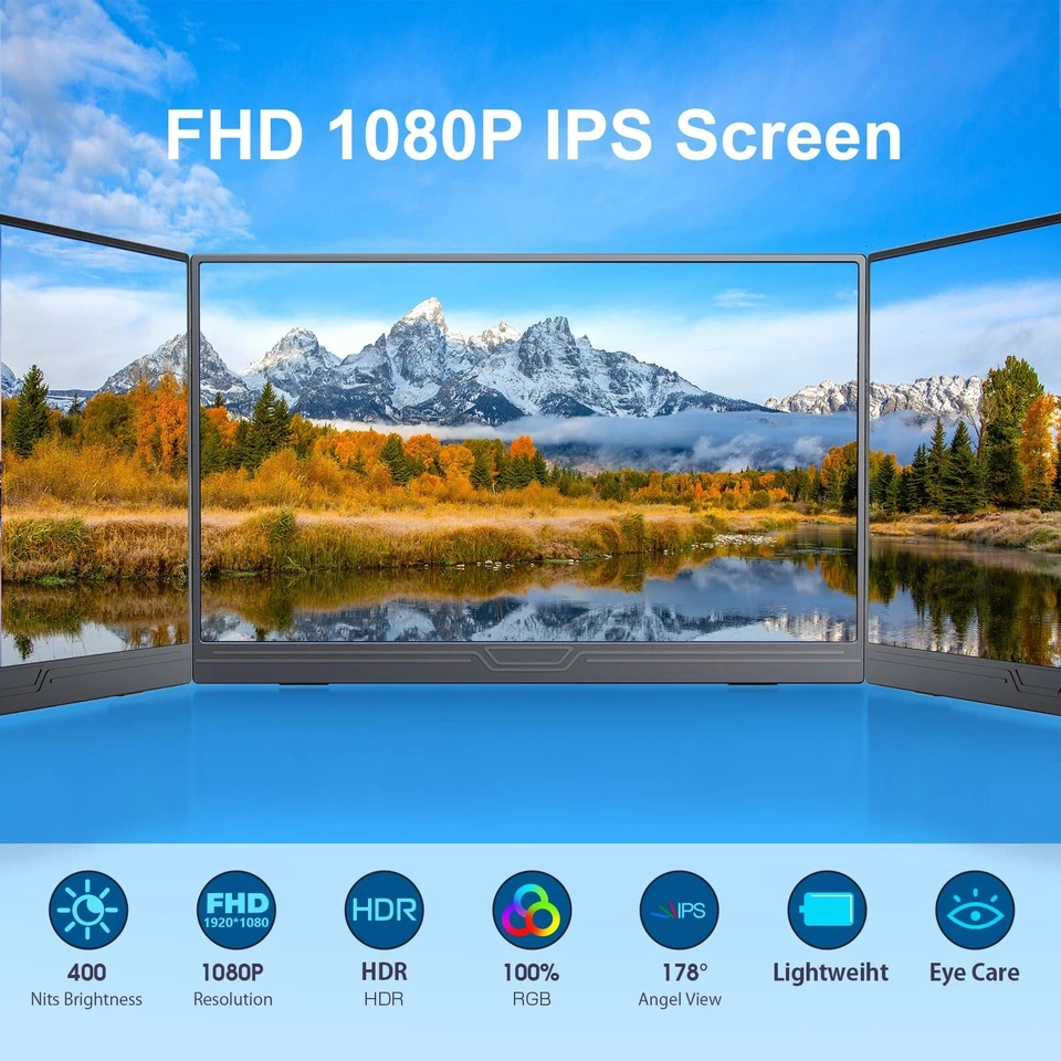 Portable Monitor 15,6 Zoll Tragbarer Monitor Display 1920*1080 PC Display - Bild 2 von 4
