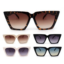 Womens Squared Rectangular Cat Eye Gothic Plastic Sunglasses