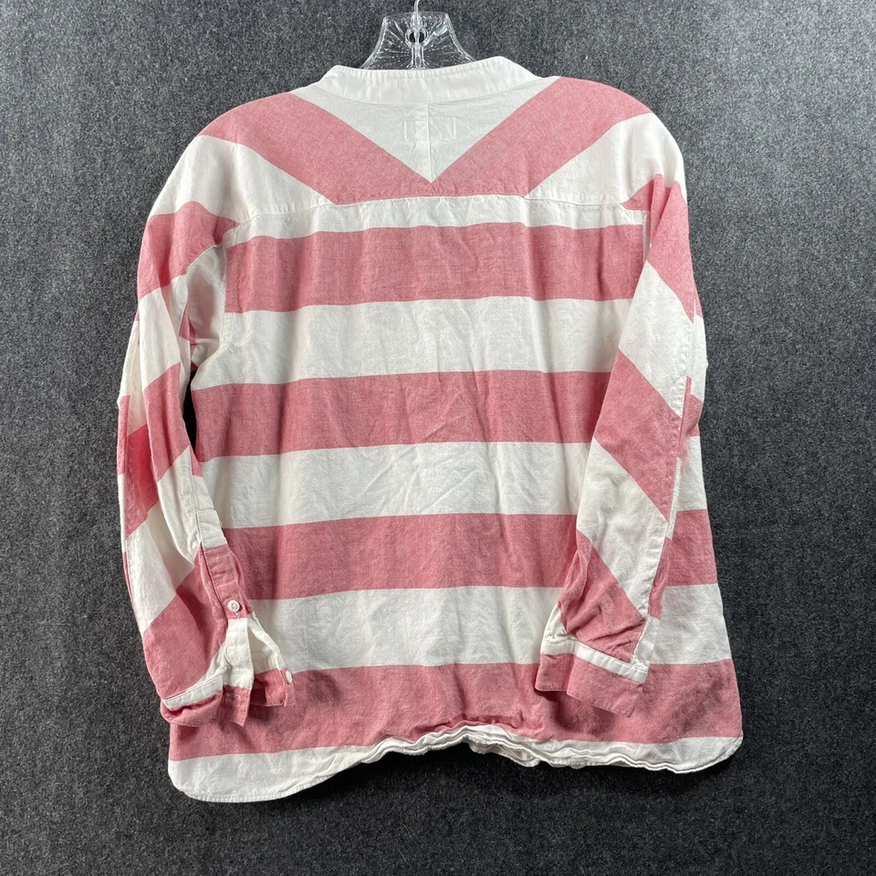 Camisa Broadway & Broome para mujer pequeña blanca rosa blusa a rayas mezcla de lino Foto 4 de 4