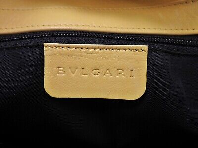 BVLGARI Purple Nylon and Yellow Leather Flap Cover Tote Bag BVLGARI Purple Nylon and Yellow Leather Flap Cover Tote Bag