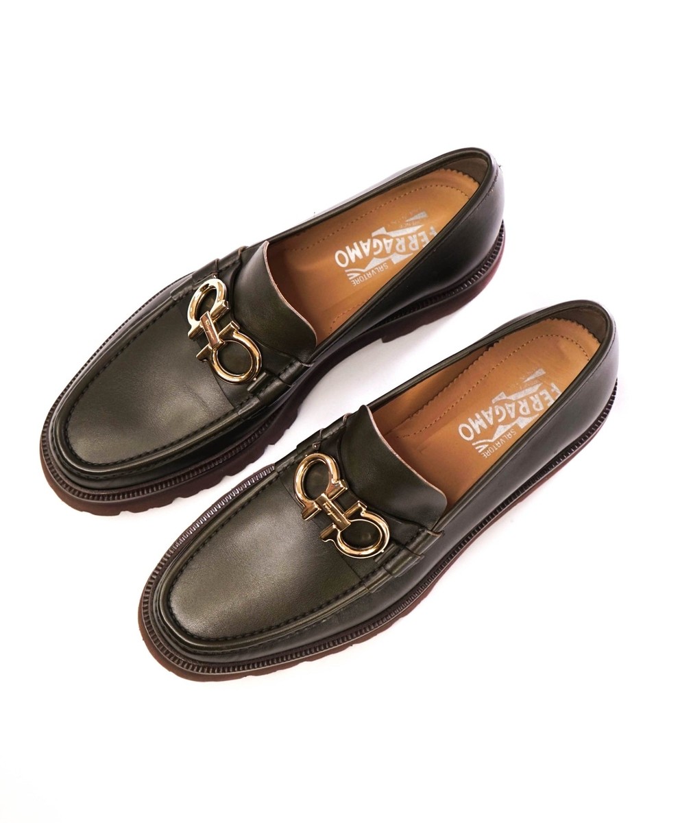 Salvatore Ferragamo Solid Green Loafers Leather Footwear 10 D | eBay