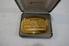 Vintage Collectible Ryder Safe Driver Award Trucks Semi Metal Belt Buckle