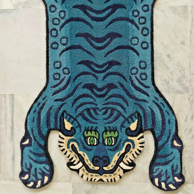 Hand Tufted Animal Print Kids Room Rug 3x5 Handmade Tibetan Style Tiger Skin Rug