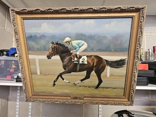 ELA MANA MOU Race Horse Oil Painting B L Ceere (Potentially)