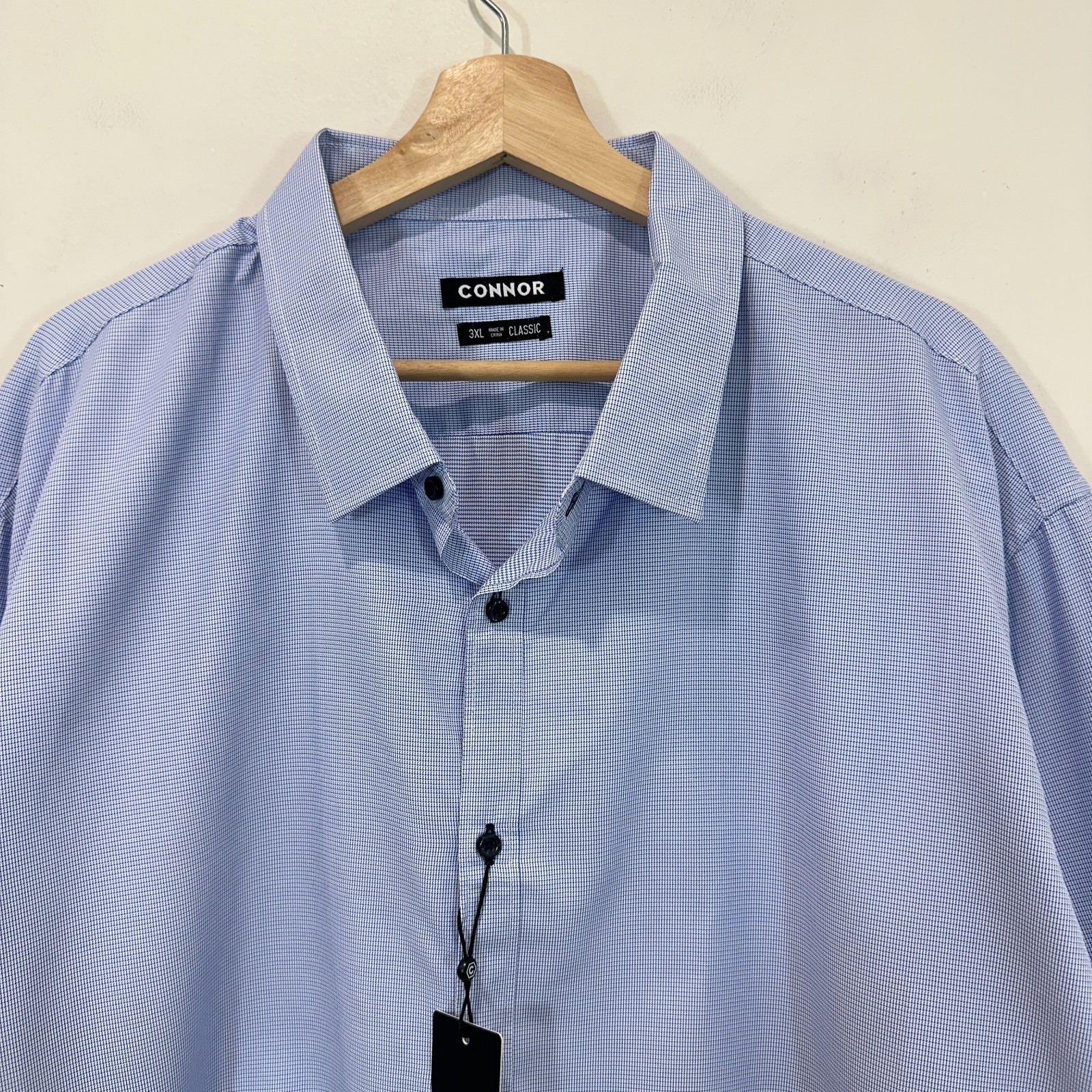 Connor Shirt Men 3XL Classic Fit Blue Check Cohen Button Up Long Sleeve NEW image 9