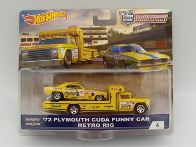 Hot Wheels Premium 1:64 Team Transport '72 Plymouth Cuda Funny Car Retro FLF57