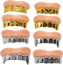 8Pcs Funny Halloween Gag Teeth, Realistic Zombie Vampire Fangs for Party