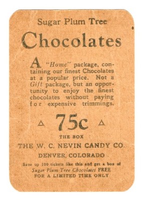 1900s - Sugar Plum Tree Chocolates W. C. Nevin Candy Co Denver CO -  XL2D