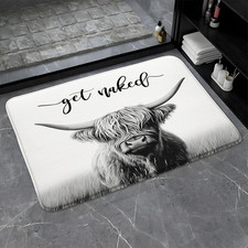 Highland Cow Bathroom Rugs Western Rustic Cattle Bull Wild Animal Get Naked Coun