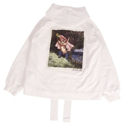 Patou Sweatshirt Hoodie Pullover Cotton Cat Worn Boot Print Top Used MOLO-0