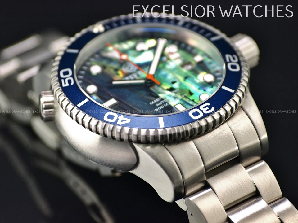 Primeira geração Deep Blue Master 1000 Abalone Dial NH35 relógio automático safira SS - Imagem 4 de 4