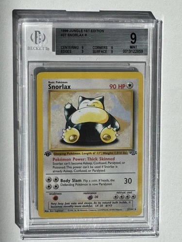 1999 Pokemon Jungle 1st Edition #027 Snorlax BGS 9