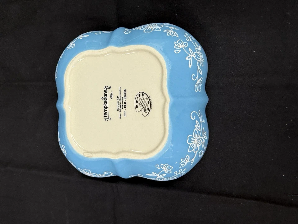 Juego de 3 cuencos cuadrados con cuentas Temp-tations By Tara encaje floral azul claro 7 1/2" Foto 3 de 4