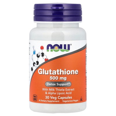 Now Foods Glutathione 500 mg 30 Veg Capsules GMP Quality Assured, Kosher, Vegan,