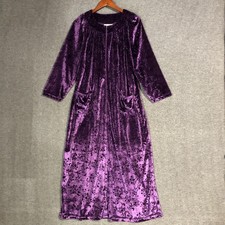 VTG Anthony Richards Robe Womens S Purple Velvet Burnout Floral Zip Pockets Glam