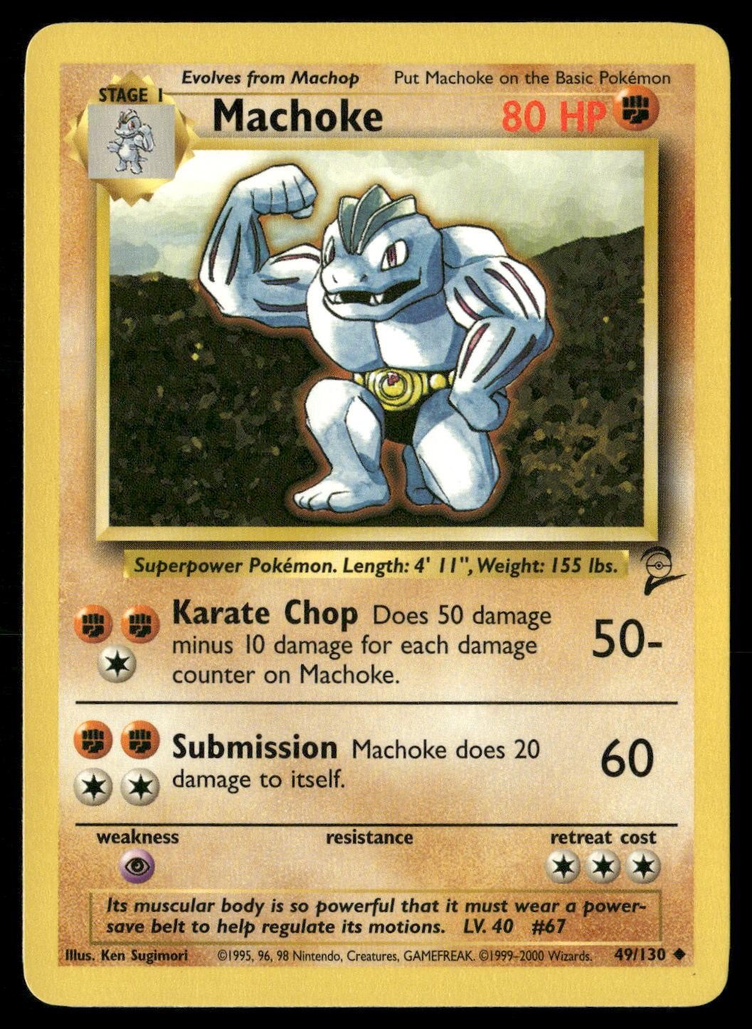 Machoke 49/130 Uncommon Base Set 2 Pokemon Lightly Played