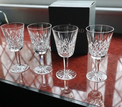 4 schöne Waterford Kristall ''Lismore'' Weingläser unbenutzt + Originalkarton 5,5/8''