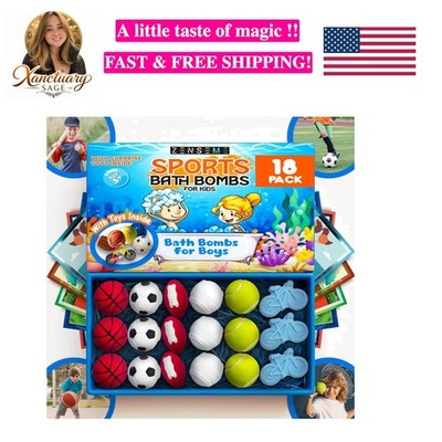 Bath Bombs for Boys with Toys Inside W/Flash Cards - Sports Bath Bombs for Ki...