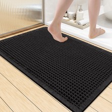 36x24 Black Waffle Bath Mat Extra Soft Absorbent Bathroom Rugs Non Slip Tub