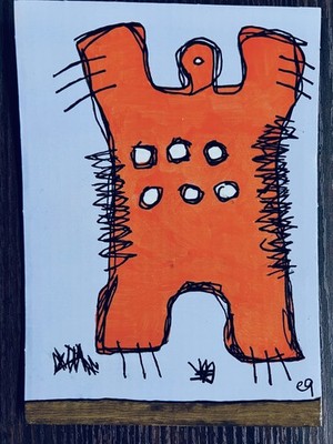 e9Art 5x7 'you can reach right up and touch the sky' outsider art brut childlike