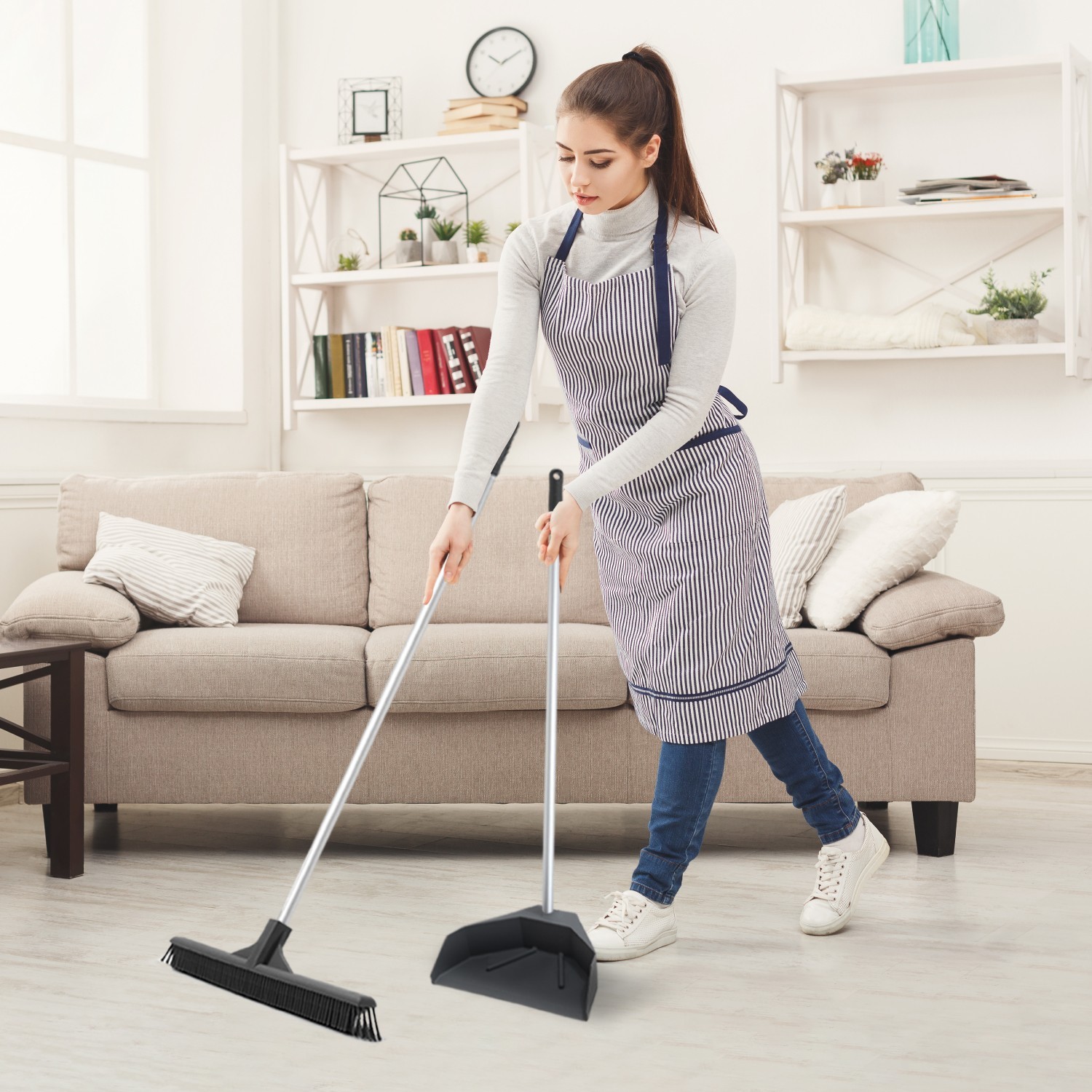 Superio Silicone Lobby Dustpan with Long Handle 38"