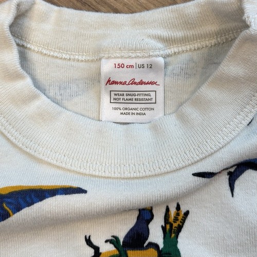 Hanna Andersson Long John Pajama Set White Dinosaur Hear Me Roar Child 150 cm/12 - Picture 9 of 9