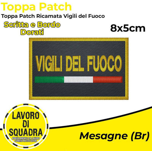 Patch Toppa Vigili del Fuoco Fire Nastro a Strappo Ordine Ricamo Termoadesiva - Imagen 1 de 1