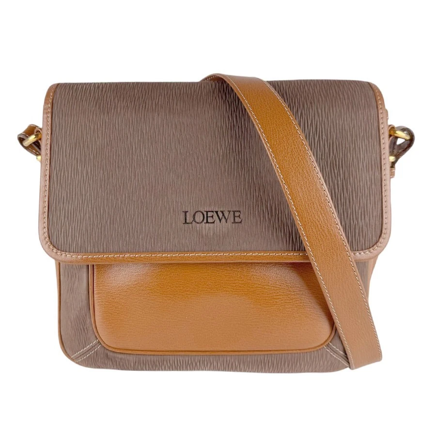 Loewe — Auth LOEWE Shoulder Bag   Brown leather z9615
