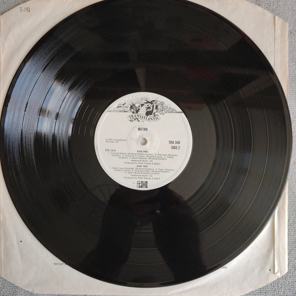 METRO Self Titled 1976 Vinyl LP Transatlantic Records TRA G 340 EX VG +  - Image 3 of 4