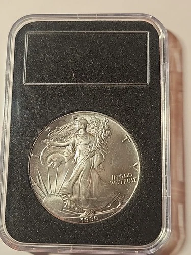 ⭐️1990 $1 American Silver Eagle 1 oz Brilliant Uncirculated Type 1 W / Toning