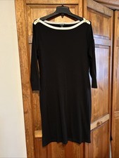 NWOT Ralph Lauren Sz XL Sheath Dress Black White Trim Boat Neck Cotton Rib Knit