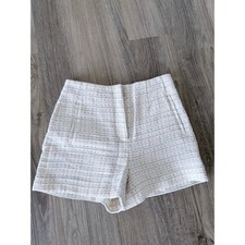 Veronica Beard Jazmin Cotton Tweed Shorts Ivory Multi Size XS High Waisted