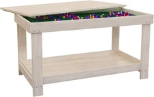 Kids Activity Table with Board and Storage Compatible Lego, Wooden Wood 