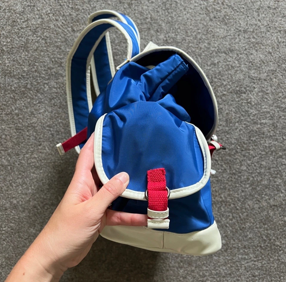 Рюкзак Carpisa синий белый красный нейлон дорожная сумка верхняя ручка сумочка на шнурке - Изображение 3 из 4