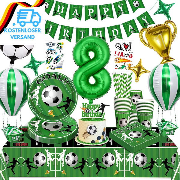 Fussball Deko Geburtstag 8 Jahre Kinder,FußBall Deko Geburtstagsdeko 8 Jungen,Fu-image