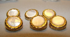 VINTAGE MID CENTURY MODERN MOTHER OF PEARL GOLD TONE COAT JACKET BUTTONS
