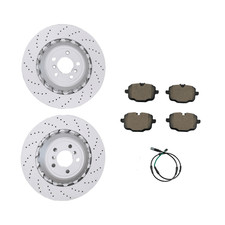 For BMW F06 F10 F13 M5 Set of Rear Vented & Drilled Disc Brake Pads & Rotors