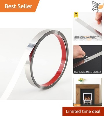 Wall Trim Fireplace Molding Silver Stainless Steel Peel & Stick 16.4 ft