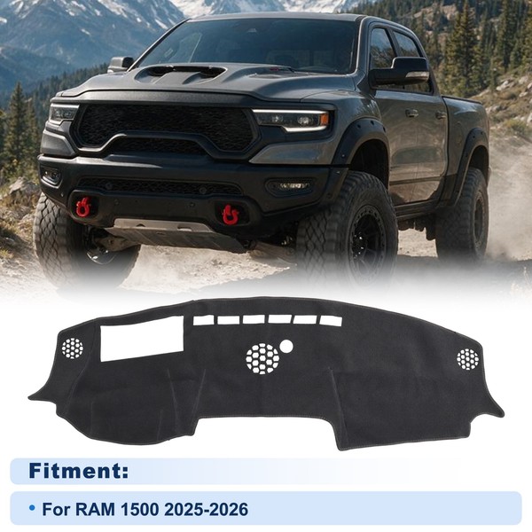 Dash-Cover FüR RAM 1500 2025-26 Rutschfest Staubdicht Mit HUD Polyestergrau-image