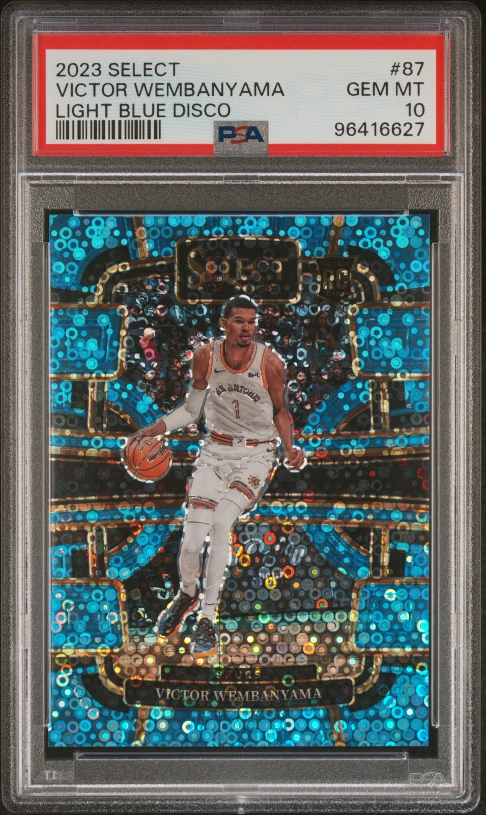2023 Select Victor Wembanyama Light Blue Disco Concourse 39/99 PSA 10