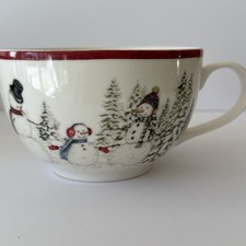 WILLIAMS SONOMA Snowman Scene Large Latte Hot...